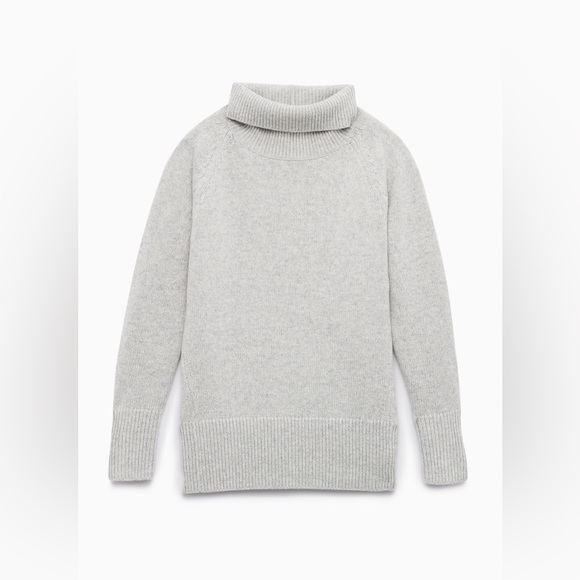 Aritzia Babaton Nicolas Wool Cashmere Longline Turtleneck Sweater Light Grey - Picture 4 of 12